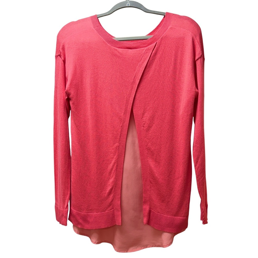 APT. 9 Women's Small Coral Knit Top Chiffon Hem Hi Low Sweater - Picture 3 of 12